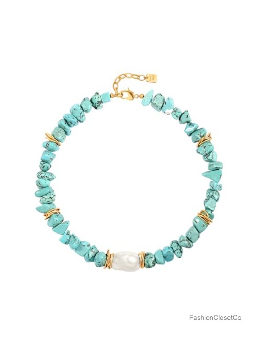 Chunky Statement Stone Beaded Necklace Baroque Pearl Choker